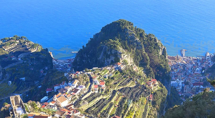 Aerial view of Scala and the Amalfi Coast
