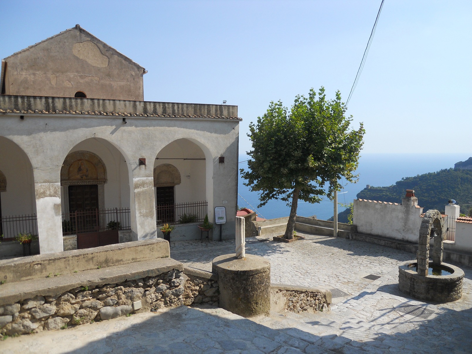Minuta square and church above the Amalfi Coast